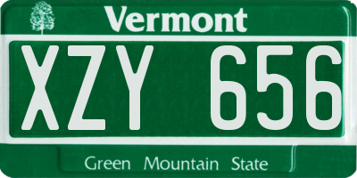 VT license plate XZY656