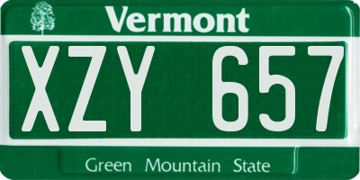 VT license plate XZY657