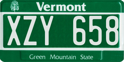 VT license plate XZY658
