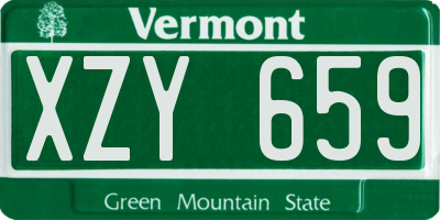VT license plate XZY659
