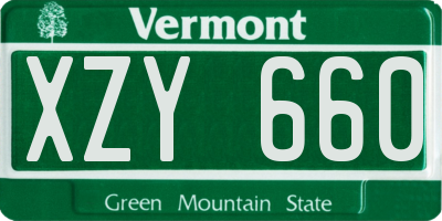 VT license plate XZY660