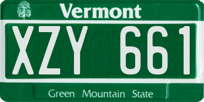 VT license plate XZY661