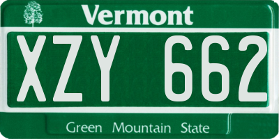 VT license plate XZY662