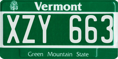 VT license plate XZY663