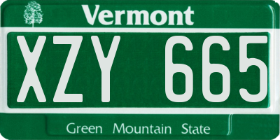 VT license plate XZY665