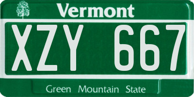 VT license plate XZY667