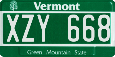 VT license plate XZY668