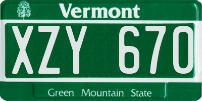 VT license plate XZY670
