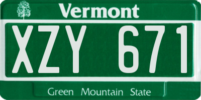 VT license plate XZY671