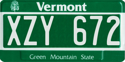 VT license plate XZY672