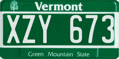 VT license plate XZY673
