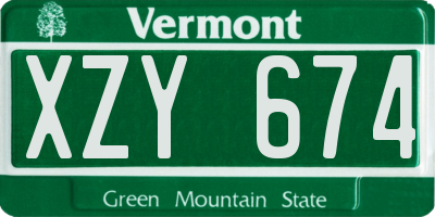 VT license plate XZY674
