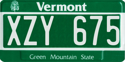 VT license plate XZY675