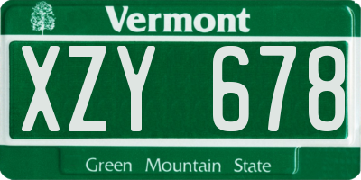 VT license plate XZY678