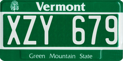 VT license plate XZY679