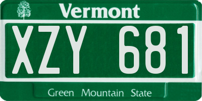 VT license plate XZY681