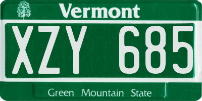 VT license plate XZY685