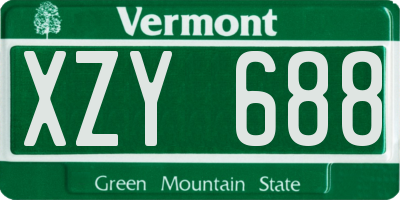 VT license plate XZY688