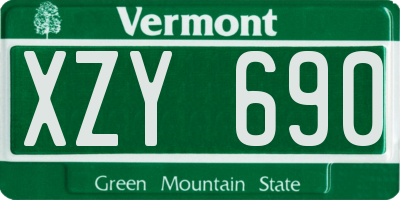 VT license plate XZY690