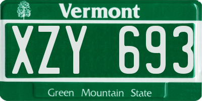 VT license plate XZY693