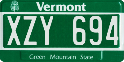 VT license plate XZY694