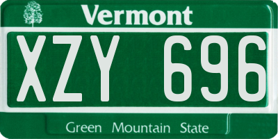 VT license plate XZY696