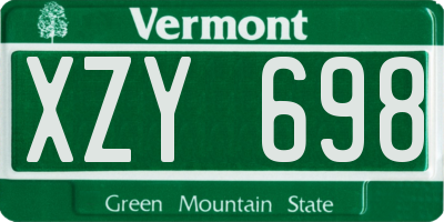 VT license plate XZY698