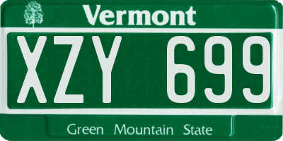 VT license plate XZY699