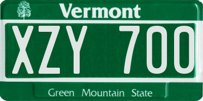 VT license plate XZY700