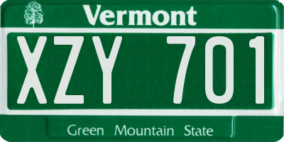 VT license plate XZY701