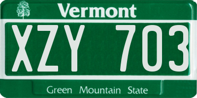VT license plate XZY703