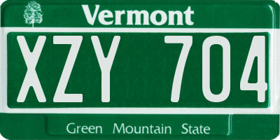 VT license plate XZY704