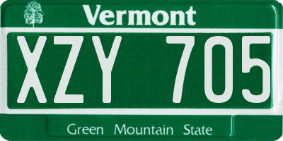 VT license plate XZY705