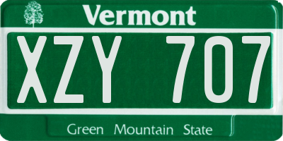 VT license plate XZY707