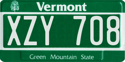 VT license plate XZY708