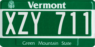 VT license plate XZY711