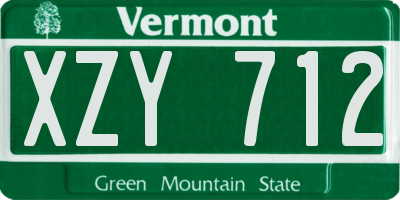 VT license plate XZY712