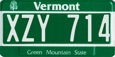 VT license plate XZY714