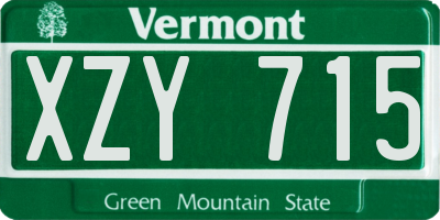 VT license plate XZY715