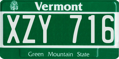 VT license plate XZY716