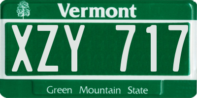 VT license plate XZY717