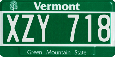 VT license plate XZY718