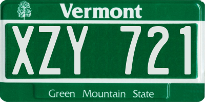 VT license plate XZY721