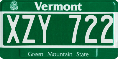 VT license plate XZY722