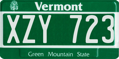 VT license plate XZY723