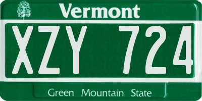 VT license plate XZY724