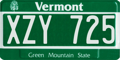 VT license plate XZY725
