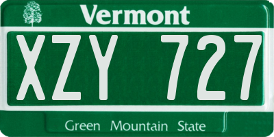 VT license plate XZY727