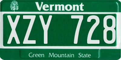 VT license plate XZY728