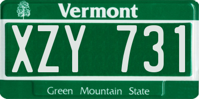 VT license plate XZY731